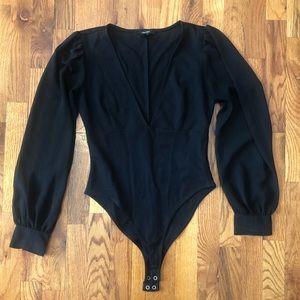 F21 Plunge Mesh Sleeve Bodysuit